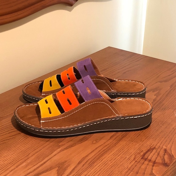 Women's 3-color stitching sandals, size 9.5/10 - Picture 2 of 2